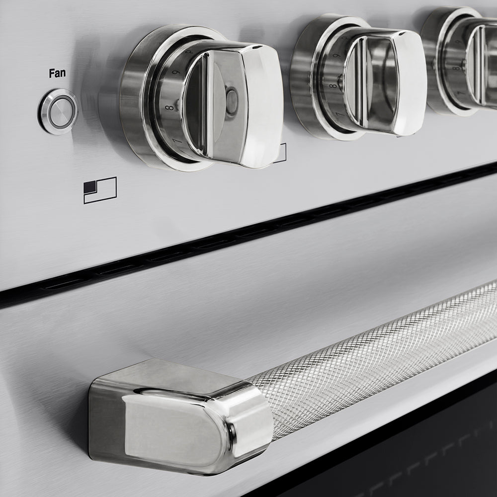 ZLINE Autograph Edition 36 in. 5.2 cu. ft. Paramount Induction Range with 5 Element Cooktop and Electric Convection Oven in Stainless Steel with Polished Nickel Helix Handle and Knob Accents (SINRZ-36-KPN)