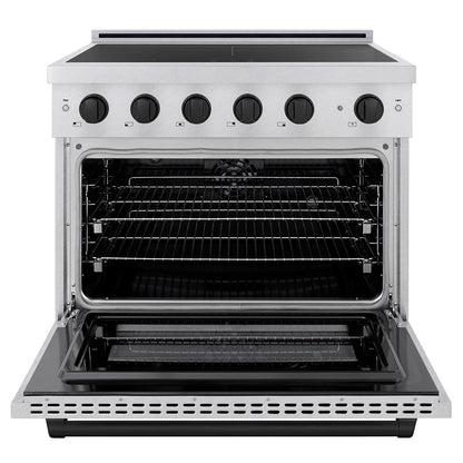 ZLINE Autograph Edition 36 in. 5.2 cu. ft. Paramount Induction Range with 5 Element Cooktop and Electric Convection Oven in Stainless Steel with Matte Black Accents (SINRZ-36-MB)