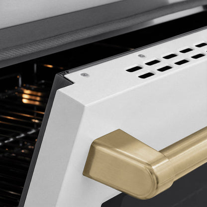 ZLINE Autograph Edition 30 in. 4.2 cu. ft. Paramount Induction Range with 4 Element Cooktop and Electric Convection Oven in Stainless Steel with White Matte Door and Champagne Bronze Accents (SINRZ-WM-30-CB)