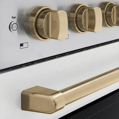 ZLINE Autograph Edition 36 in. 5.2 cu. ft. Paramount Induction Range with 5 Element Cooktop and Electric Convection Oven in Stainless Steel with White Matte Door and Champagne Bronze Accents (SINRZ-WM-36-CB)