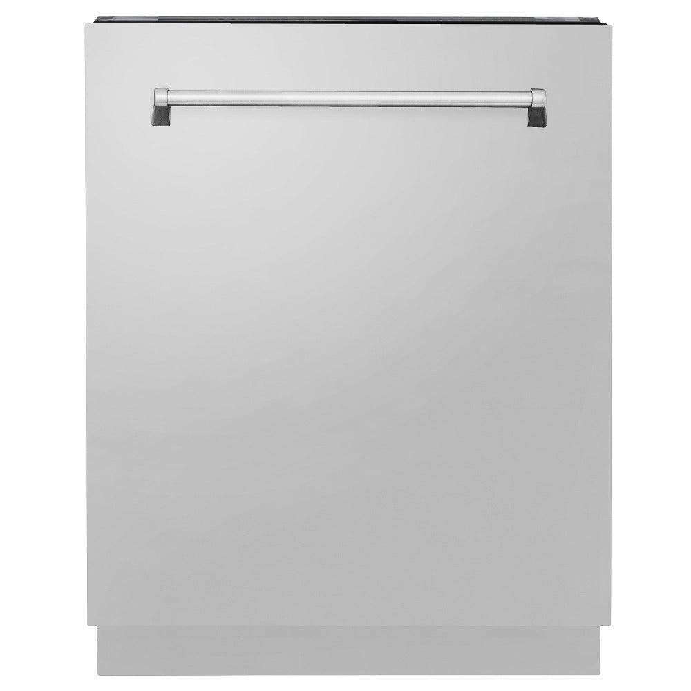 ZLINE Kitchen Package with Refrigerator, 30 in. Stainless Steel Gas Range, 30 in. Range Hood, Microwave Drawer, and 24 in. Tall Tub Dishwasher (5KPR-SGRRH30-MWDWV)