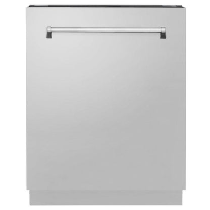 ZLINE Kitchen Package in Stainless Steel with 36 in. Gas Range, 36 in. Range Hood, 36 in. Refrigerator, 24 in. Microwave Drawer, and 24 in. Tall Tub Dishwasher (5KPR-SGRRH36-MWDWV)