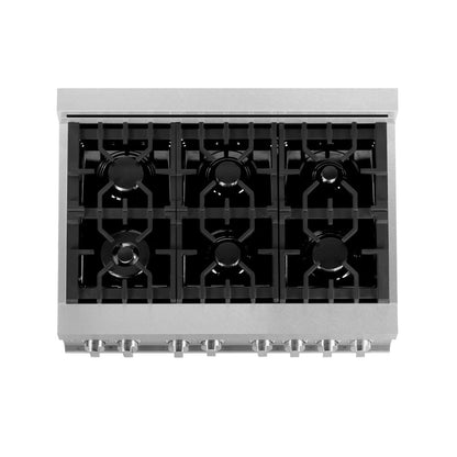 ZLINE 36 in. Kitchen Package with Satin Stainless Steel Dual Fuel Range and Convertible Vent Range Hood (2KP-RASSNRH36)