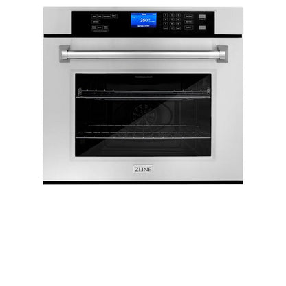 ZLINE Stainless Steel 24 in. Built-in Convection Microwave Oven and 30 in. Single Wall Oven with Self Clean (2KP-MW24-AWS30)