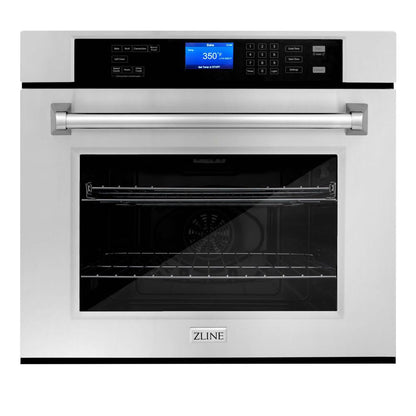 ZLINE Kitchen Package with Refrigerator, 30 in. Stainless Steel Rangetop, 30 in. Range Hood, 30 in. Single Wall Oven and 24 in. Tall Tub Dishwasher (5KPR-RTRH30-AWSDWV)