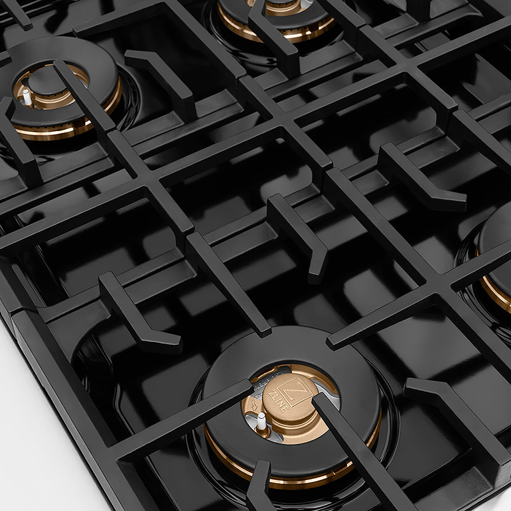 ZLINE Autograph Edition 30 in. Paramount Gas Rangetop with 4 Burner DuoPro™ Cooktop in Stainless Steel and Matte Black Accents (PSRTZ-30-MB)