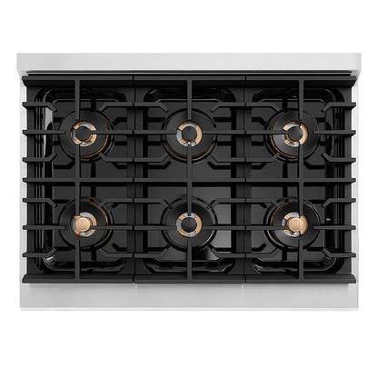 ZLINE Autograph Edition 36 in. Paramount Gas Rangetop with 6 Burner DuoPro™ Cooktop in Stainless Steel and Matte Black Accents (PSRTZ-36-MB)