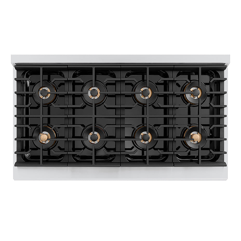 ZLINE Autograph Edition 48 in. Paramount Gas Rangetop with 8 Burner DuoPro™ Cooktop in Stainless Steel and Champagne Bronze Accents (PSRTZ-48-CB)