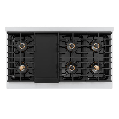 ZLINE Autograph Edition 48 in. Paramount Gas Rangetop with 8 Burner DuoPro™ Cooktop in Stainless Steel and Polished Gold Accents (PSRTZ-48-G)