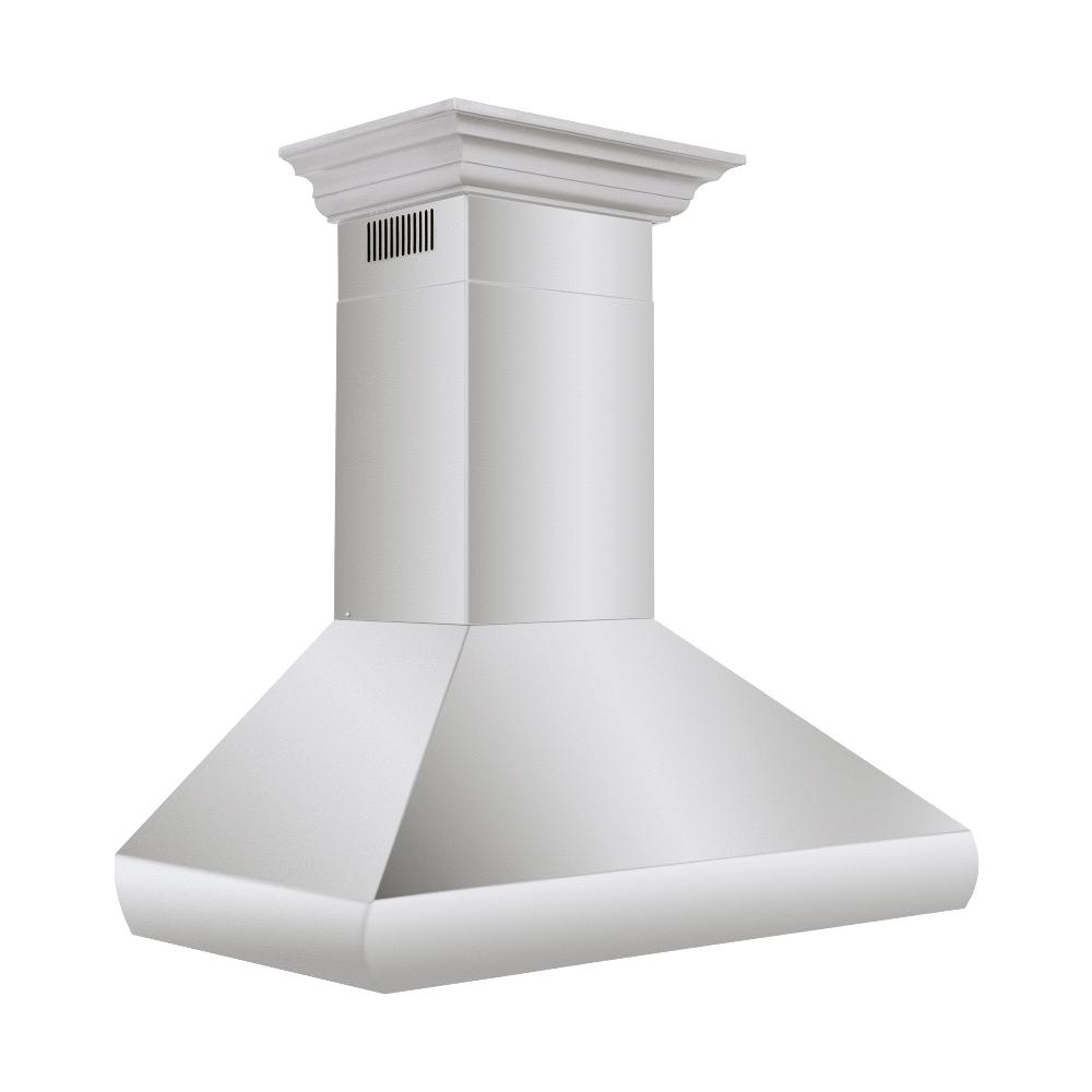 ZLINE 30 in. Professional Convertible Vent Wall Mount Range Hood in Stainless Steel with Crown Molding (587CRN-30)