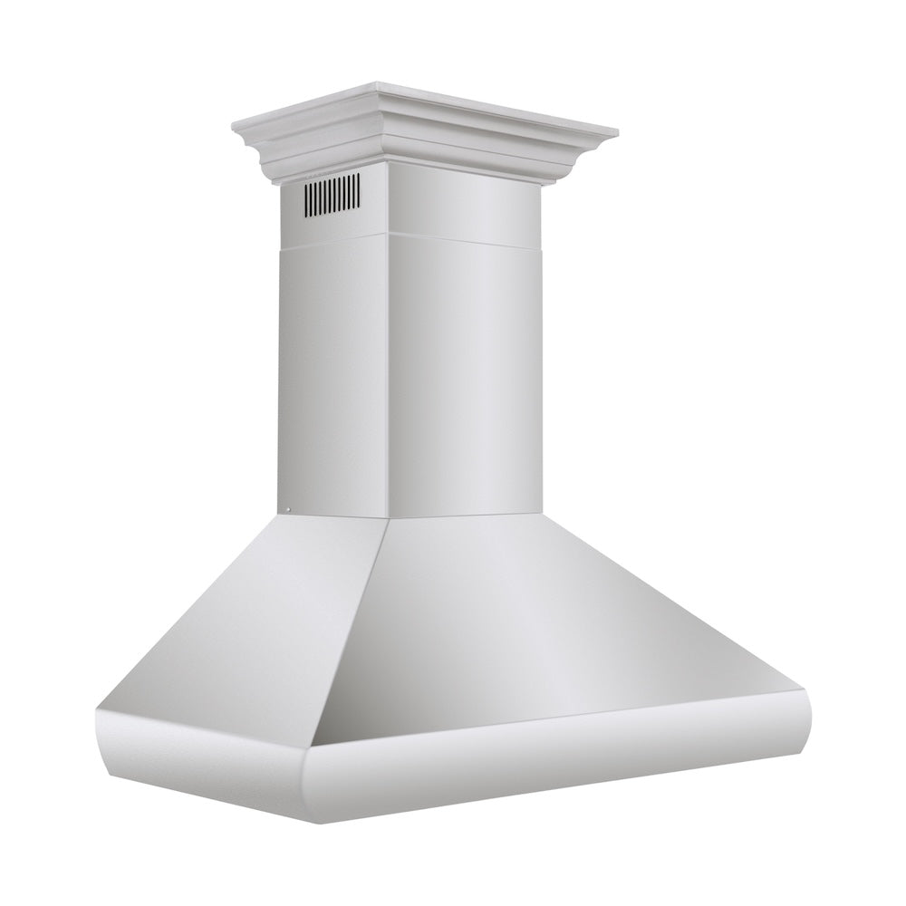 ZLINE 36 in. Professional Convertible Vent Wall Mount Range Hood in Stainless Steel with Crown Molding (587CRN-36)