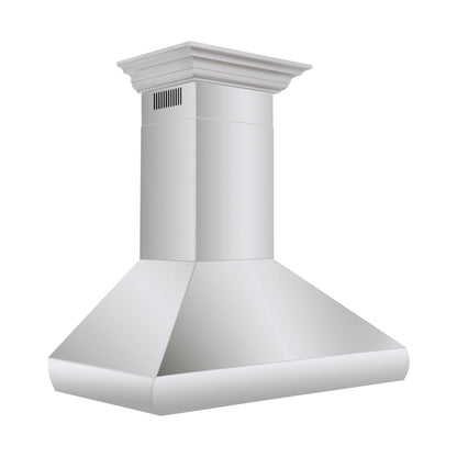 ZLINE 36 in. Professional Convertible Vent Wall Mount Range Hood in Stainless Steel with Crown Molding (587CRN-36)