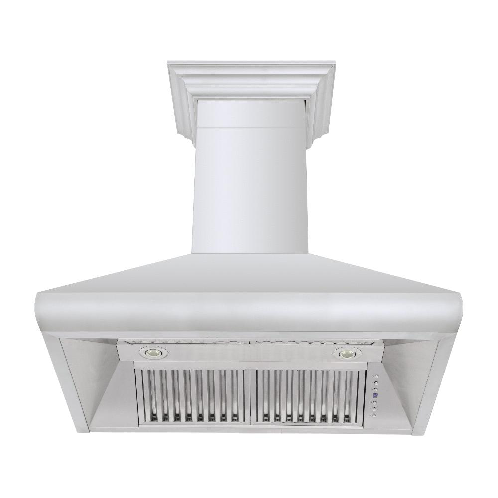 ZLINE 30 in. Professional Convertible Vent Wall Mount Range Hood in Stainless Steel with Crown Molding (587CRN-30)