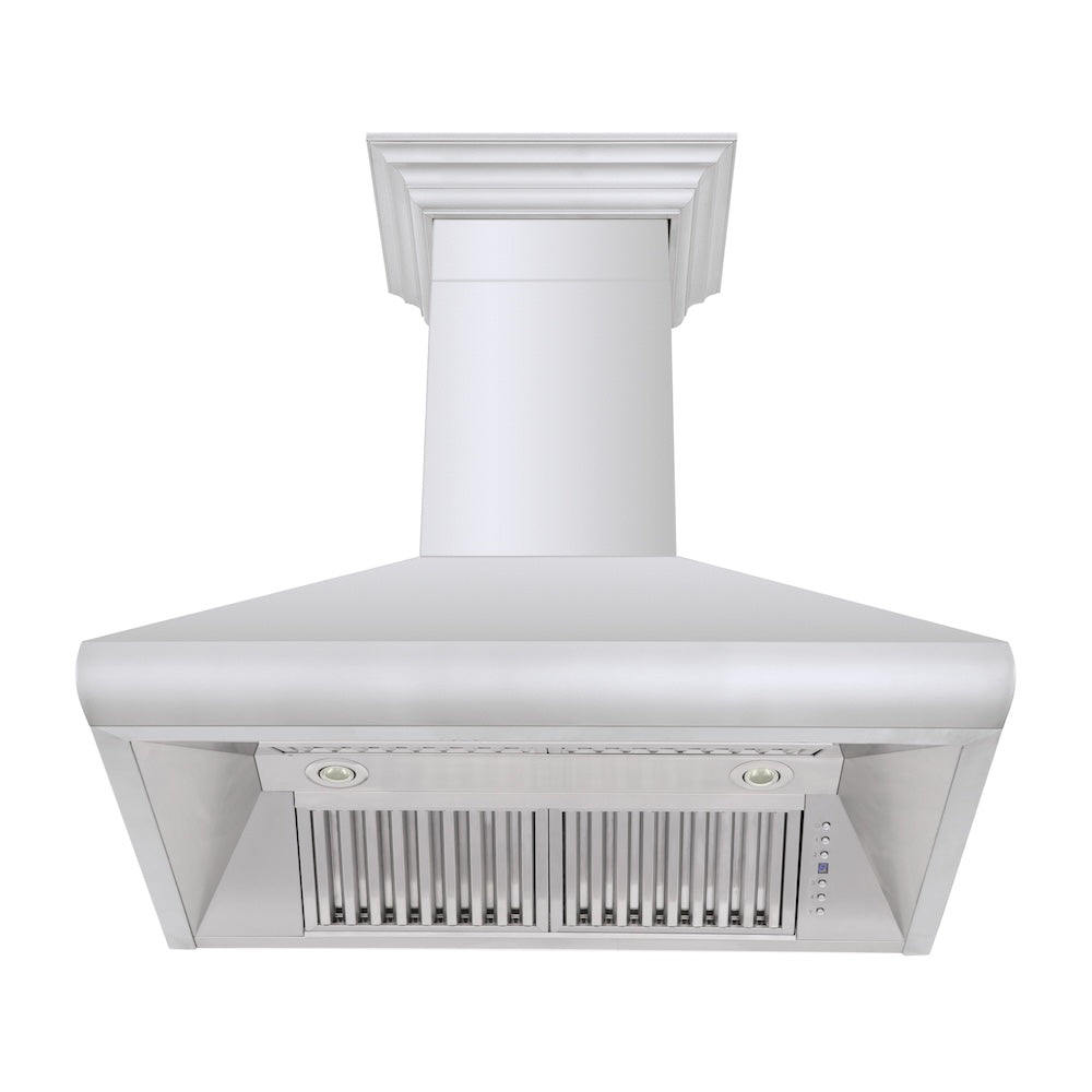 ZLINE 36 in. Professional Convertible Vent Wall Mount Range Hood in Stainless Steel with Crown Molding (587CRN-36)