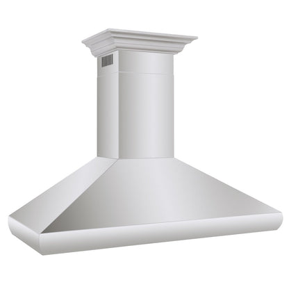 ZLINE 48 in. Professional Convertible Vent Wall Mount Range Hood in Stainless Steel with Crown Molding (587CRN-48)