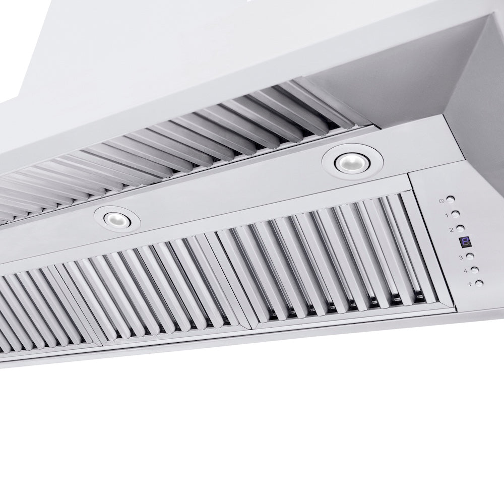 ZLINE 60 in. Professional Convertible Vent Wall Mount Range Hood in Stainless Steel with Crown Molding (597CRN-60)