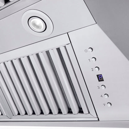 ZLINE 60 in. Professional Convertible Vent Wall Mount Range Hood in Stainless Steel with Crown Molding (597CRN-60)