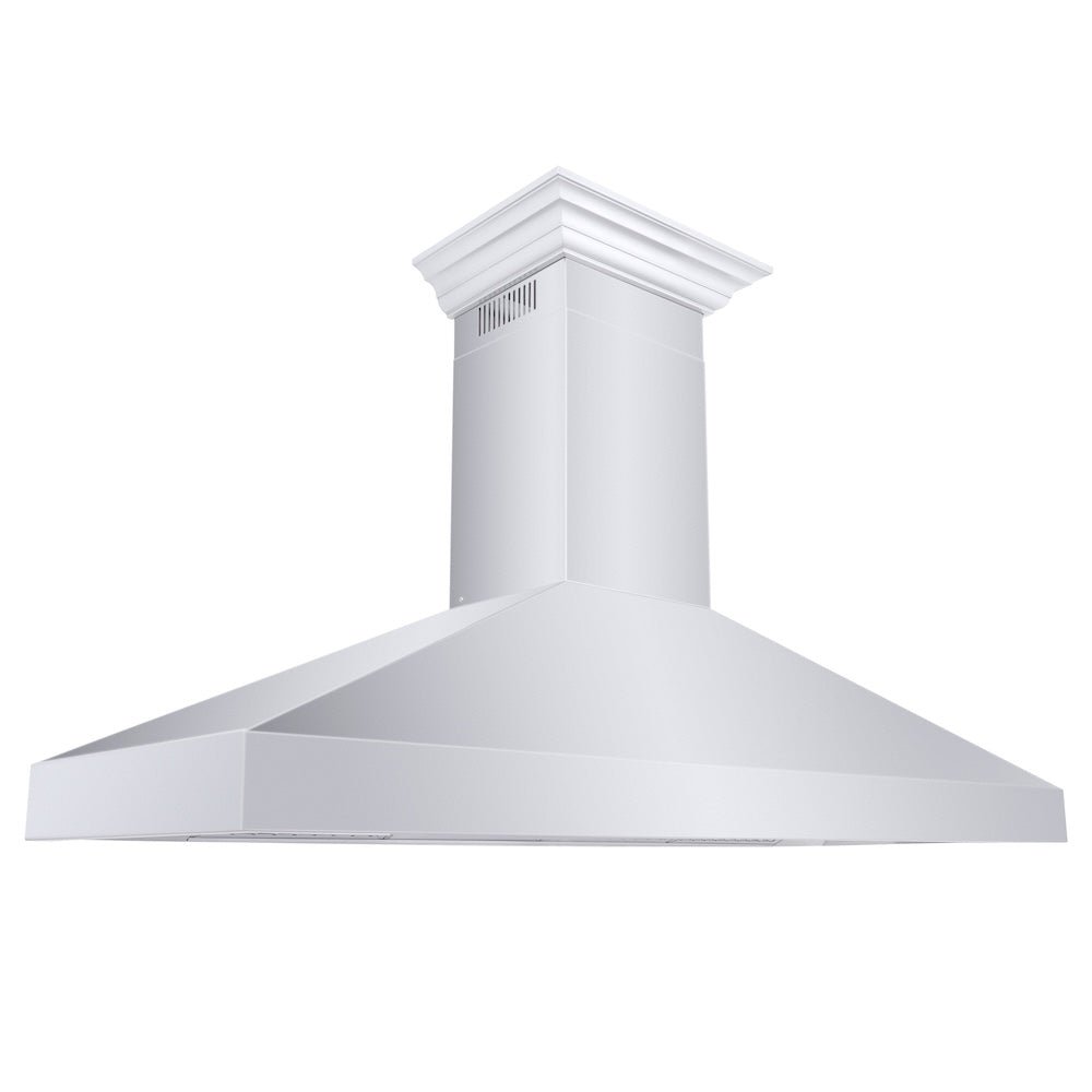 ZLINE 60 in. Professional Convertible Vent Wall Mount Range Hood in Stainless Steel with Crown Molding (597CRN-60)
