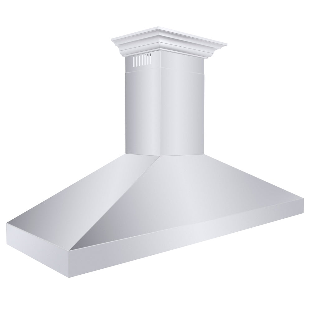 ZLINE 60 in. Professional Convertible Vent Wall Mount Range Hood in Stainless Steel with Crown Molding (597CRN-60)