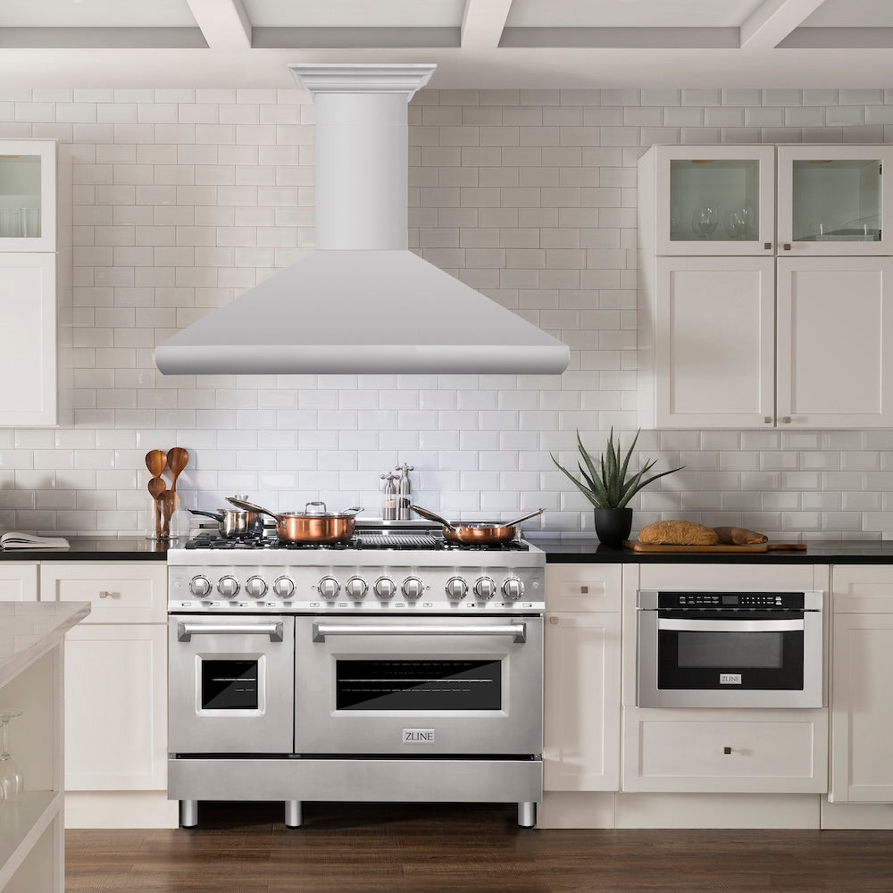 ZLINE 48 in. Professional Convertible Vent Wall Mount Range Hood in Stainless Steel with Crown Molding (587CRN-48)