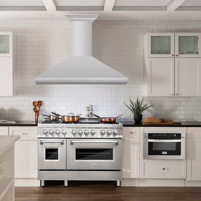 ZLINE 48 in. Professional Convertible Vent Wall Mount Range Hood in Stainless Steel with Crown Molding (587CRN-48)