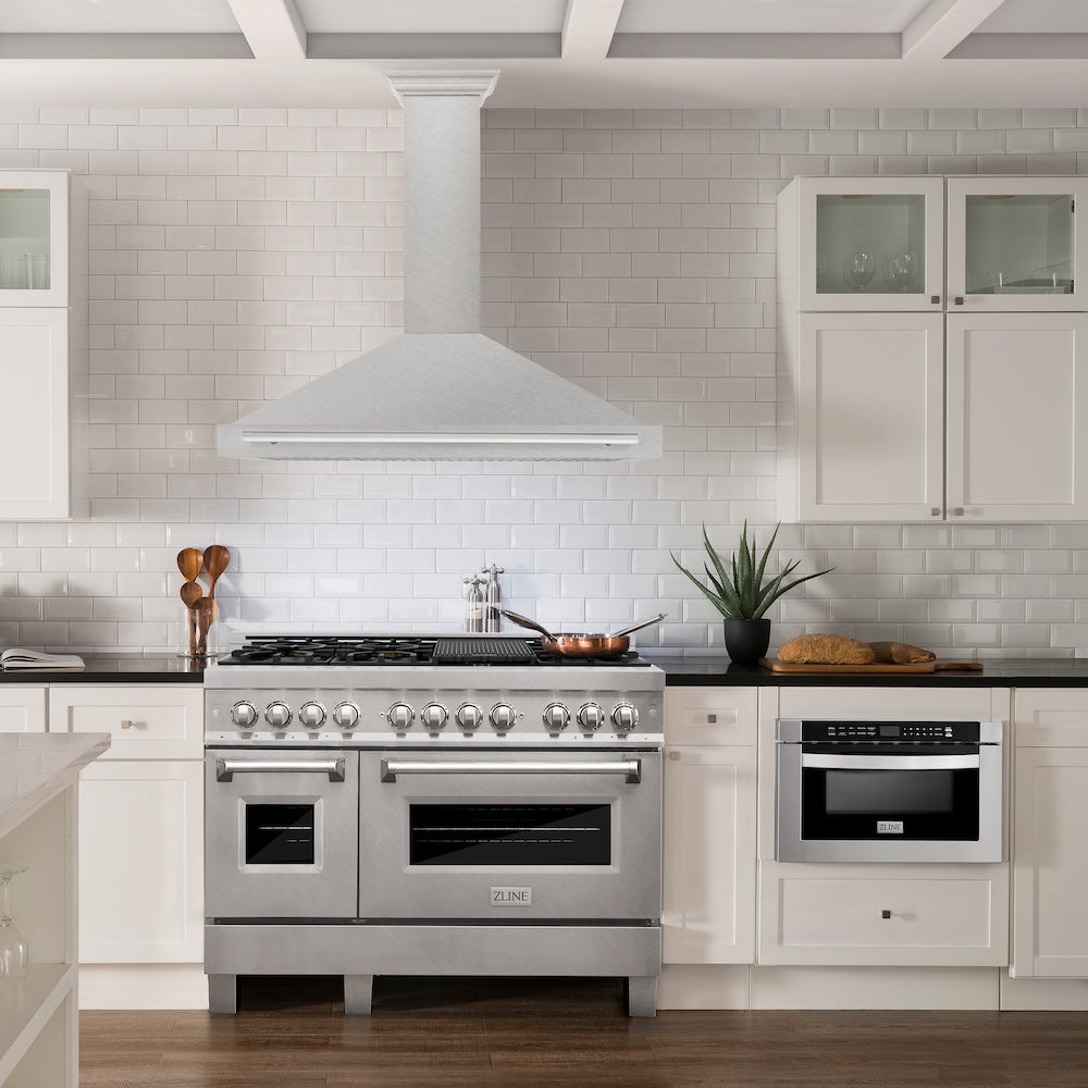 ZLINE 48 in. Convertible Satin Stainless Steel Wall Mount Range Hood with Stainless Steel Handle (KB4SNX-48)
