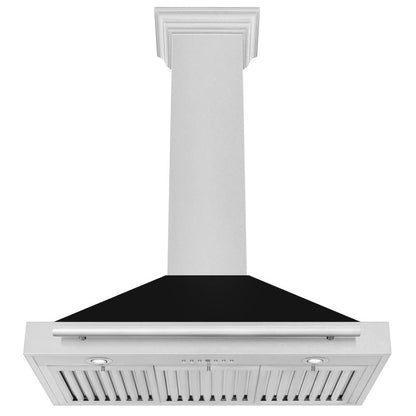 ZLINE 36 in. Convertible Satin Stainless Steel Wall Mount Range Hood with Black Matte Shell and Stainless Steel Handle (KB4SNX-BLM-36)
