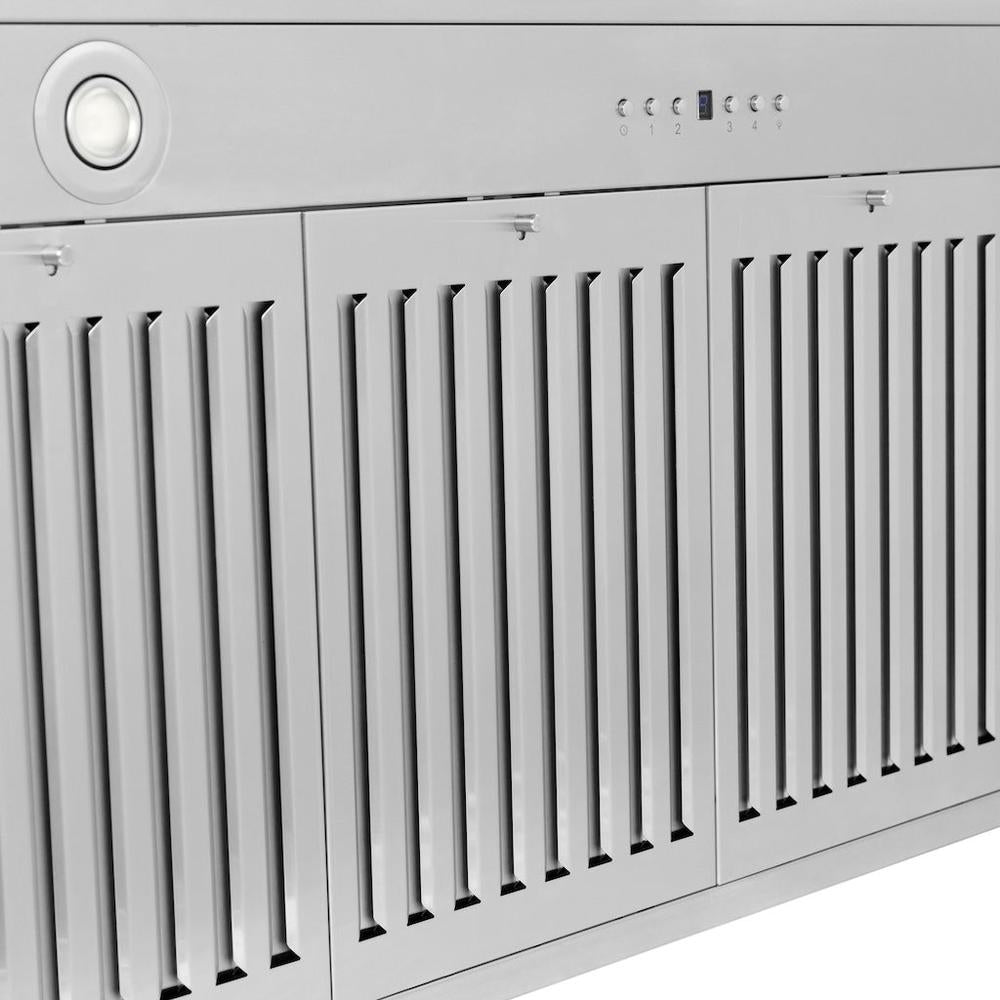 ZLINE 48 in. Convertible Satin Stainless Steel Wall Mount Range Hood with Black Matte Shell and Stainless Steel Handle (KB4SNX-BLM-48)