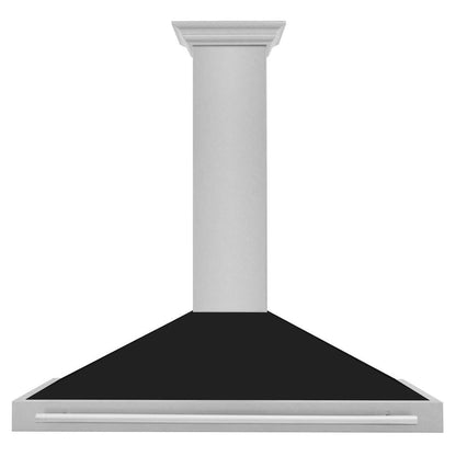 ZLINE 48 in. Convertible Satin Stainless Steel Wall Mount Range Hood with Black Matte Shell and Stainless Steel Handle (KB4SNX-BLM-48)