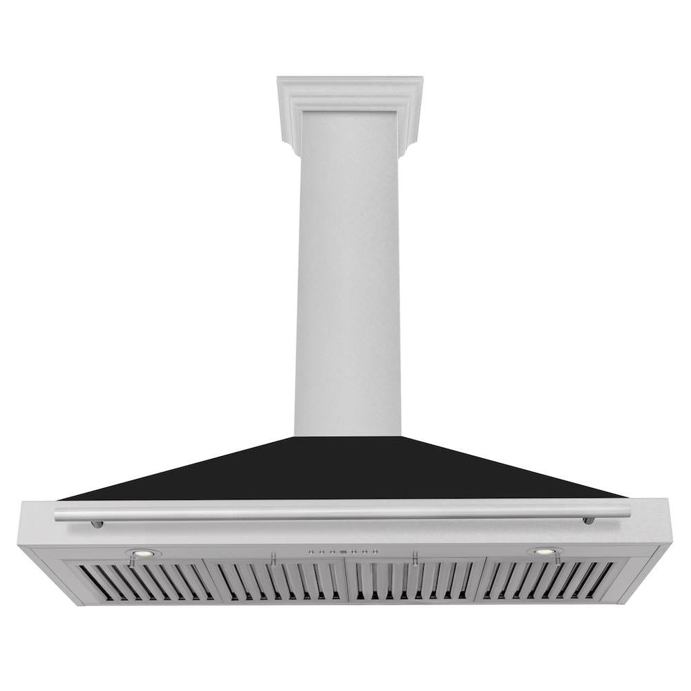 ZLINE 48 in. Convertible Satin Stainless Steel Wall Mount Range Hood with Black Matte Shell and Stainless Steel Handle (KB4SNX-BLM-48)