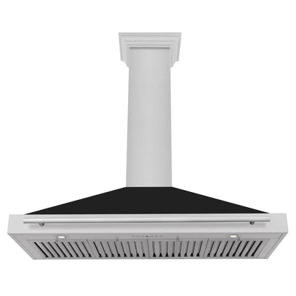 ZLINE 48 in. Convertible Satin Stainless Steel Wall Mount Range Hood with Black Matte Shell and Stainless Steel Handle (KB4SNX-BLM-48)