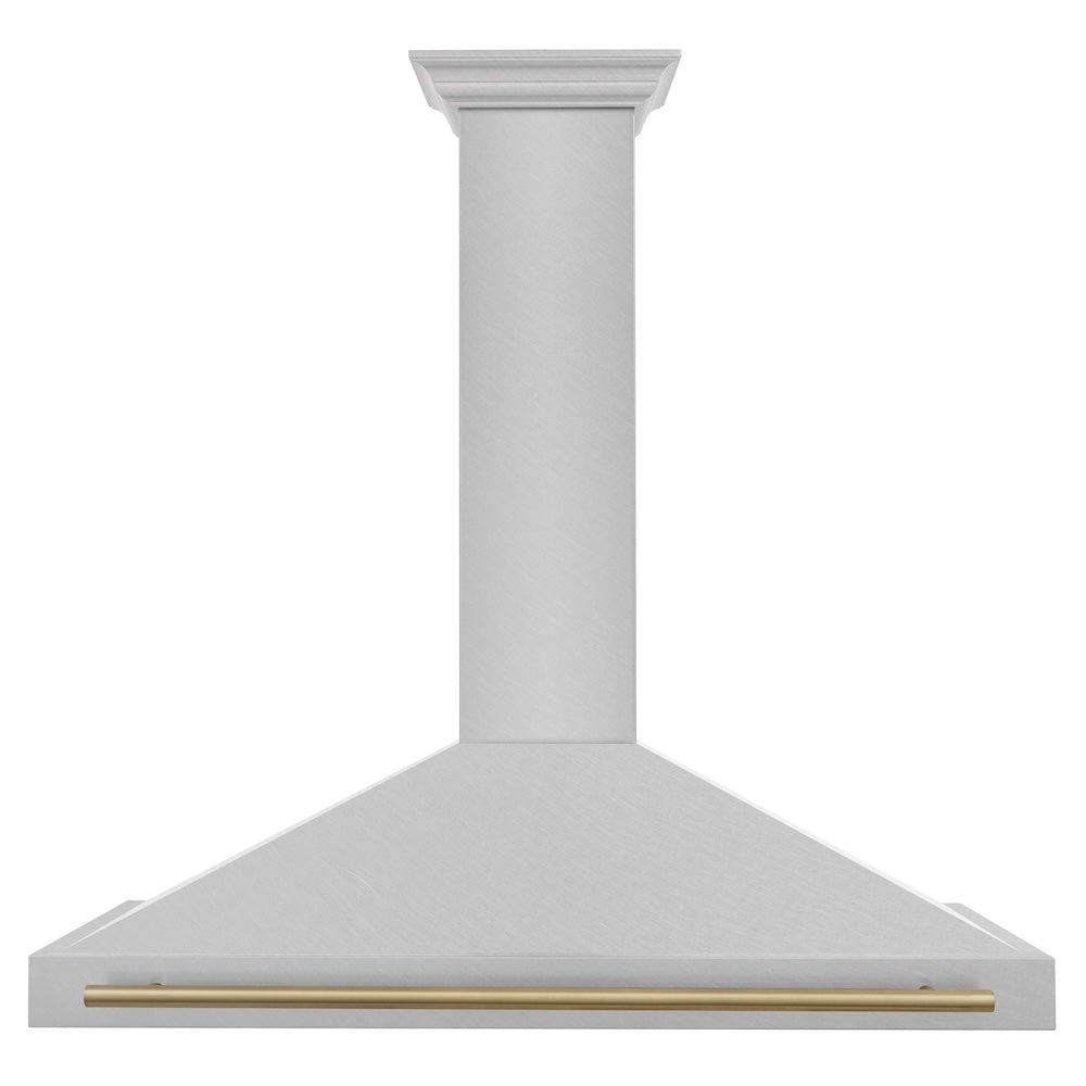 ZLINE Autograph Edition 48 in. Convertible Satin Stainless Steel Wall Mount Range Hood with Champagne Bronze Handle (KB4SNZ-48-CB)