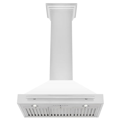 ZLINE 30 in. Convertible Stainless Steel Range Hood with White Matte Shell and Stainless Steel Handle (KB4STX-WM-30)