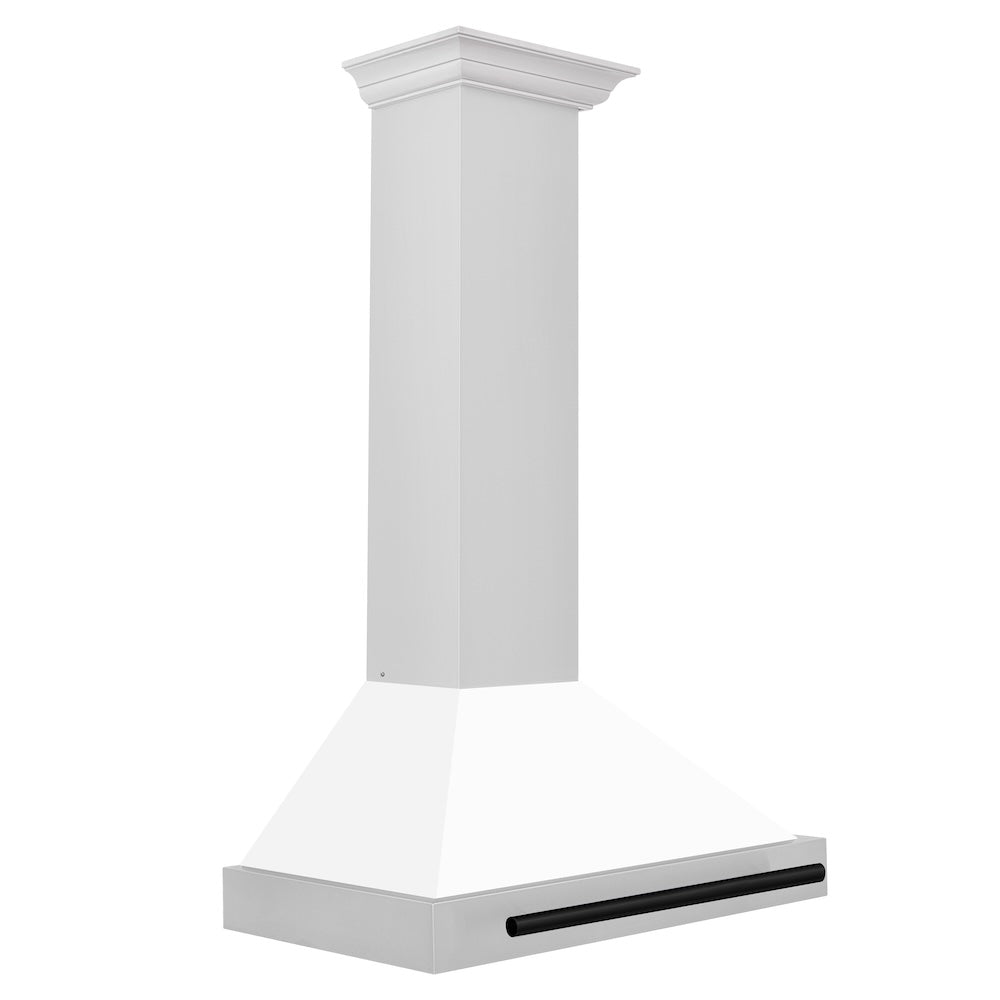 ZLINE Autograph Edition 30 in. Convertible Stainless Steel Range Hood with White Matte Shell and Matte Black Accents (KB4STZ-WM30-MB)
