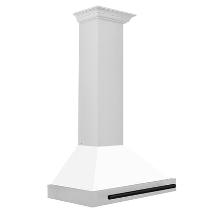 ZLINE Autograph Edition 30 in. Convertible Stainless Steel Range Hood with White Matte Shell and Matte Black Accents (KB4STZ-WM30-MB)
