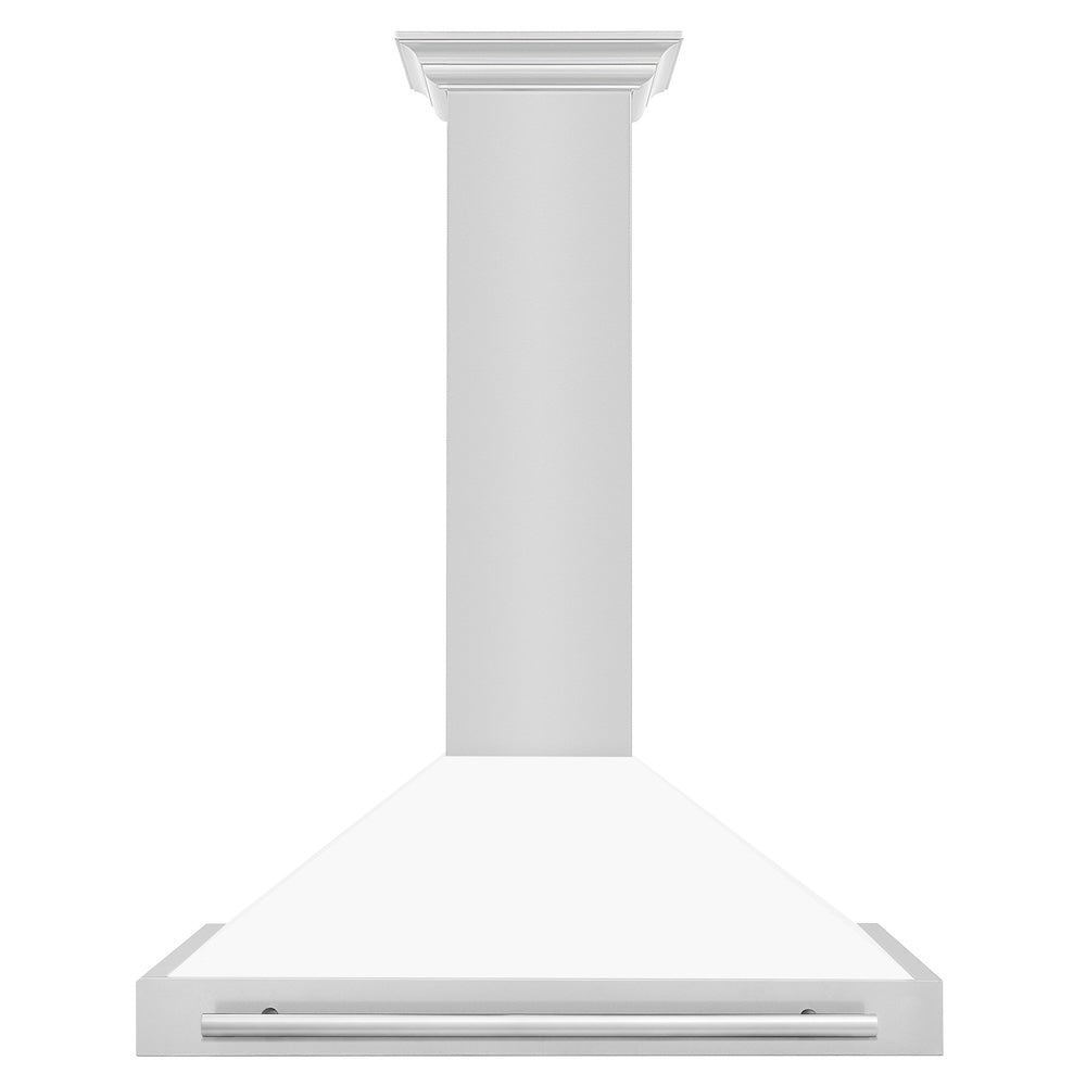 ZLINE 36 in. Convertible Stainless Steel Range Hood with White Matte Shell and Stainless Steel Handle (KB4STX-WM-36)