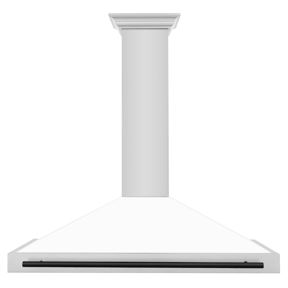 ZLINE Autograph Edition 48 in. Convertible Stainless Steel Range Hood with White Matte Shell and Matte Black Accents (KB4STZ-WM48-MB)