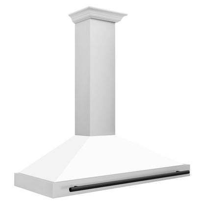 ZLINE Autograph Edition 48 in. Convertible Stainless Steel Range Hood with White Matte Shell and Matte Black Accents (KB4STZ-WM48-MB)