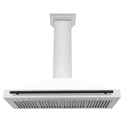 ZLINE Autograph Edition 48 in. Convertible Stainless Steel Range Hood with White Matte Shell and Matte Black Accents (KB4STZ-WM48-MB)