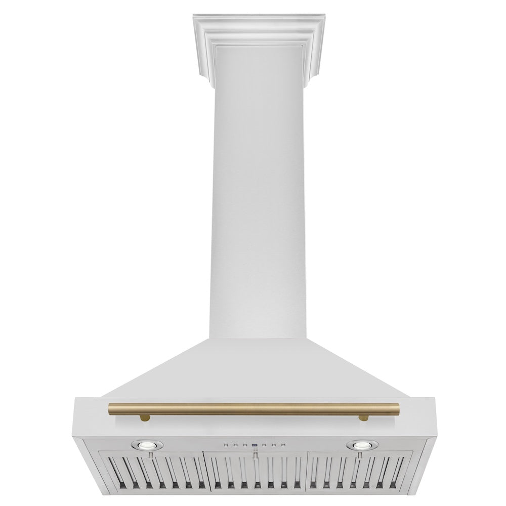 ZLINE Autograph Edition 30 in. Convertible Stainless Steel Range Hood with Stainless Steel Shell and Champagne Bronze Accents (KB4STZ-30-CB)