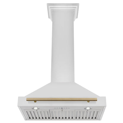 ZLINE Autograph Edition 30 in. Convertible Stainless Steel Range Hood with Stainless Steel Shell and Champagne Bronze Accents (KB4STZ-30-CB)