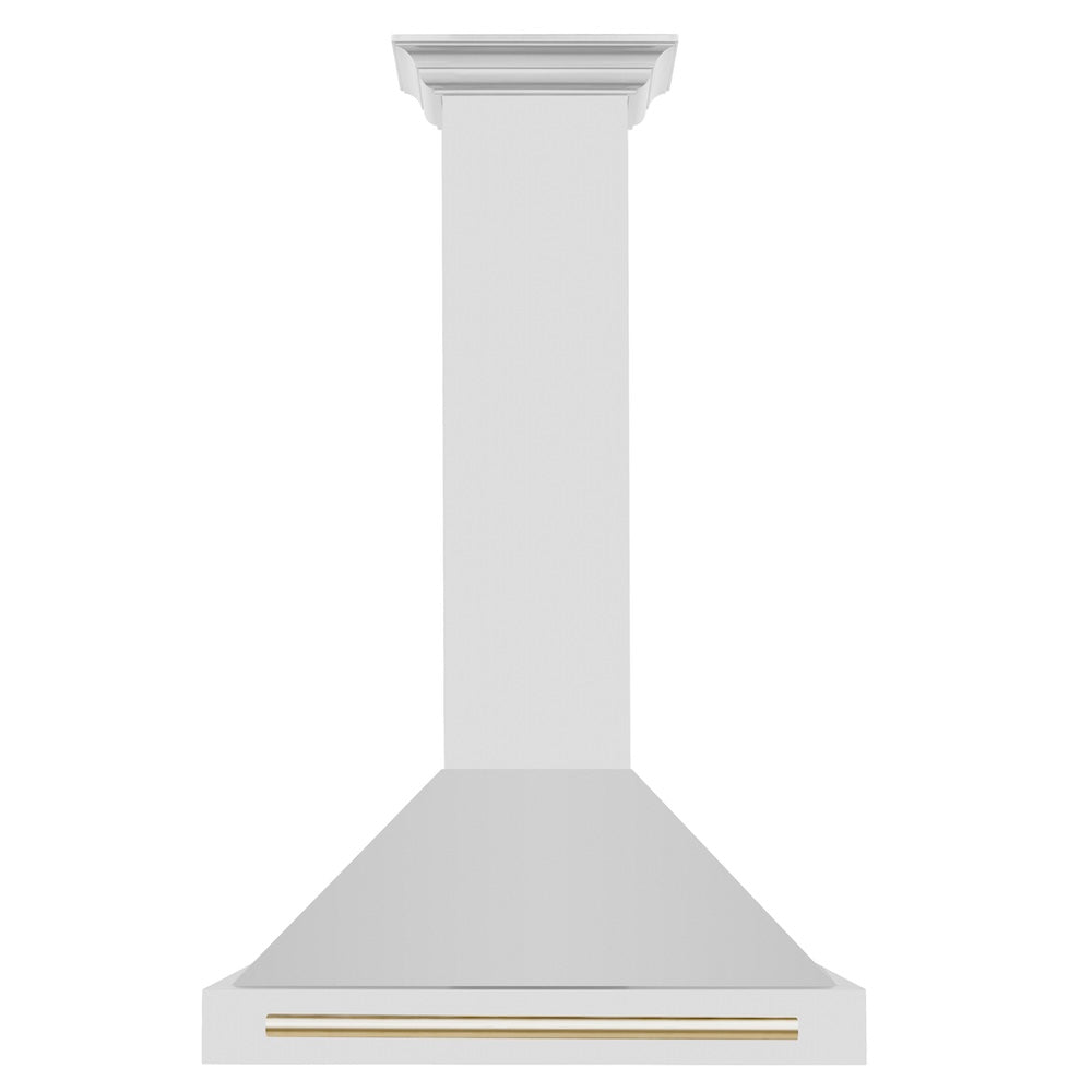 ZLINE Autograph Edition 30 in. Convertible Stainless Steel Range Hood with Stainless Steel Shell and Polished Gold Accents (KB4STZ-30-G)