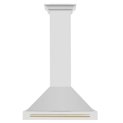 ZLINE Autograph Edition 30 in. Convertible Stainless Steel Range Hood with Stainless Steel Shell and Polished Gold Accents (KB4STZ-30-G)