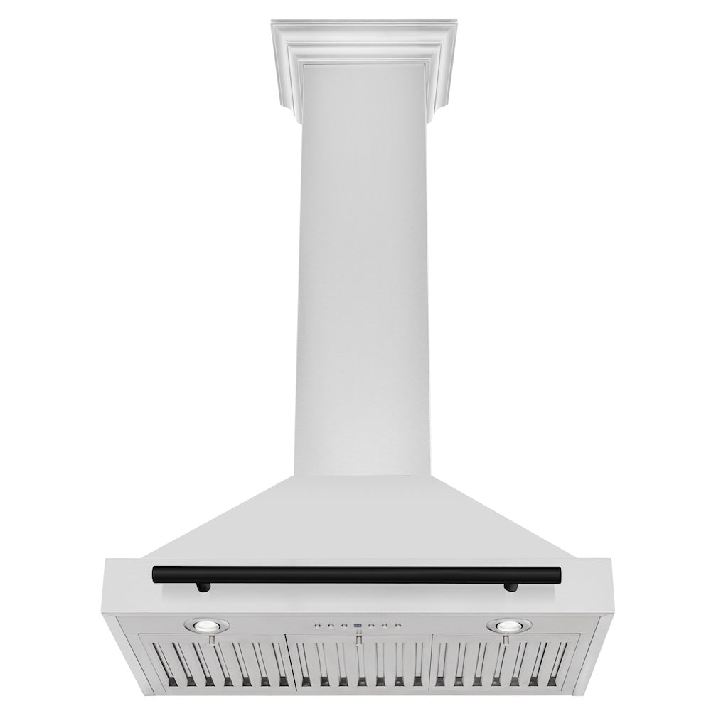ZLINE Autograph Edition 30 in. Convertible Stainless Steel Range Hood with Stainless Steel Shell and Matte Black Accents (KB4STZ-30-MB)