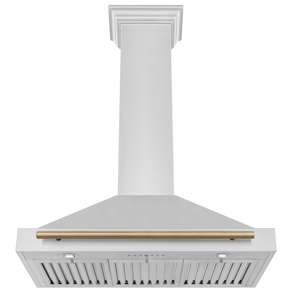 ZLINE Autograph Edition 36 in. Convertible Stainless Steel Range Hood with Stainless Steel Shell and Champagne Bronze Accents (KB4STZ-36-CB)