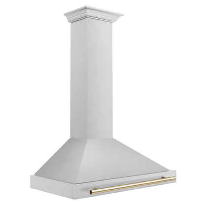 ZLINE Autograph Edition 36 in. Convertible Stainless Steel Range Hood with Stainless Steel Shell and Polished Gold Accents (KB4STZ-36-G)