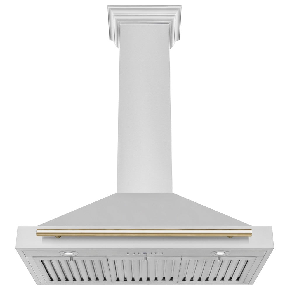 ZLINE Autograph Edition 36 in. Convertible Stainless Steel Range Hood with Stainless Steel Shell and Polished Gold Accents (KB4STZ-36-G)