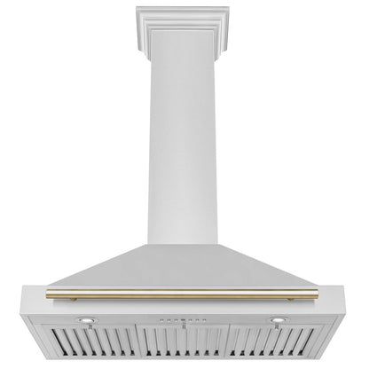 ZLINE Autograph Edition 36 in. Convertible Stainless Steel Range Hood with Stainless Steel Shell and Polished Gold Accents (KB4STZ-36-G)