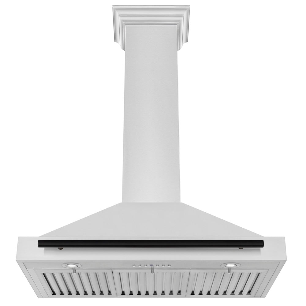 ZLINE Autograph Edition 36 in. Convertible Stainless Steel Range Hood with Stainless Steel Shell and Matte Black Accents (KB4STZ-36-MB)