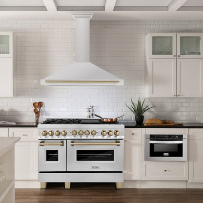 ZLINE Autograph Edition 48 in. Convertible Stainless Steel Range Hood with Stainless Steel Shell and Champagne Bronze Accents (KB4STZ-48-CB)